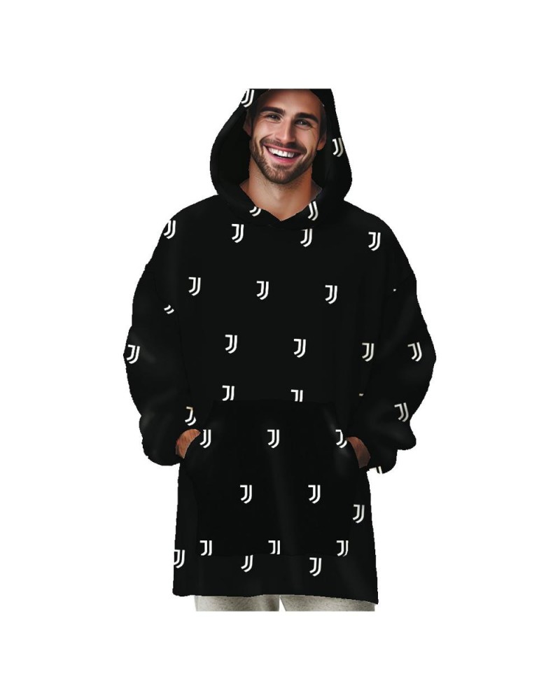 Poncho Juventus con maniche e cappuccio adulto Hermet Poncho Juventus con maniche e cappuccio adulto Hermet