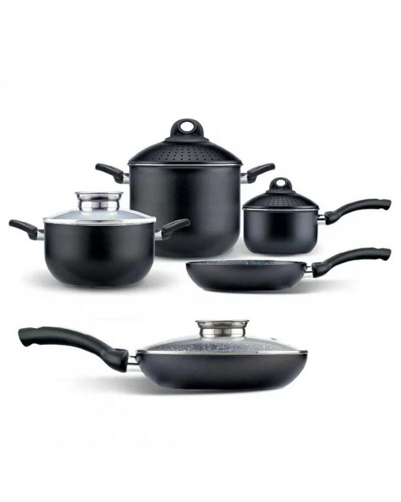 Set 9 pz Pentole e padelle alluminio antiaderente induzione Bio Stone Pensofal