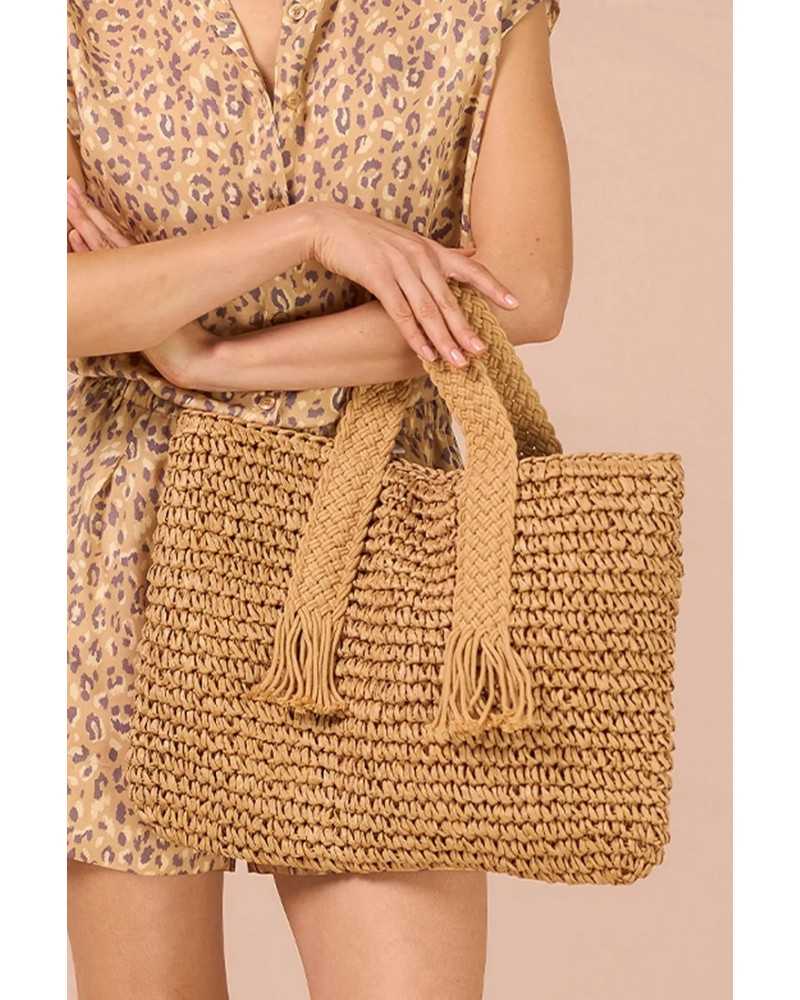 Borsa paglia con chiusura a clips articolo frangia NoidìNotte