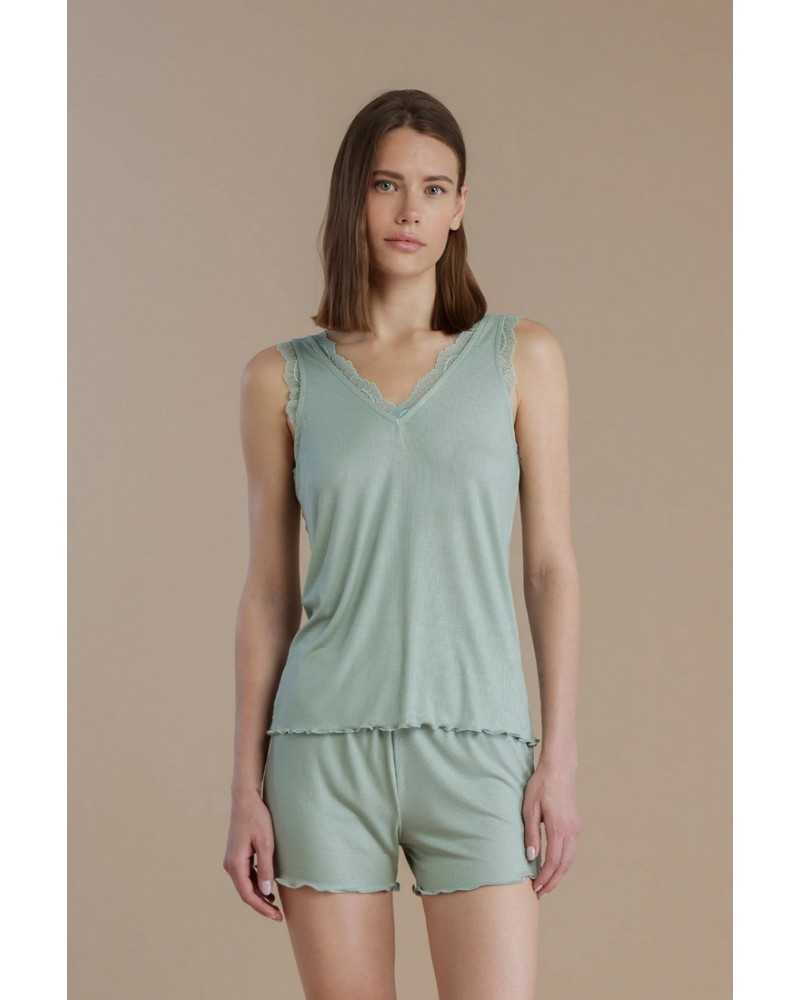 Pigiama donna in costina con top spalla larga NoidìNotte