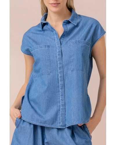 Completo camicia donna in cotone effetto denim NoidìNotte