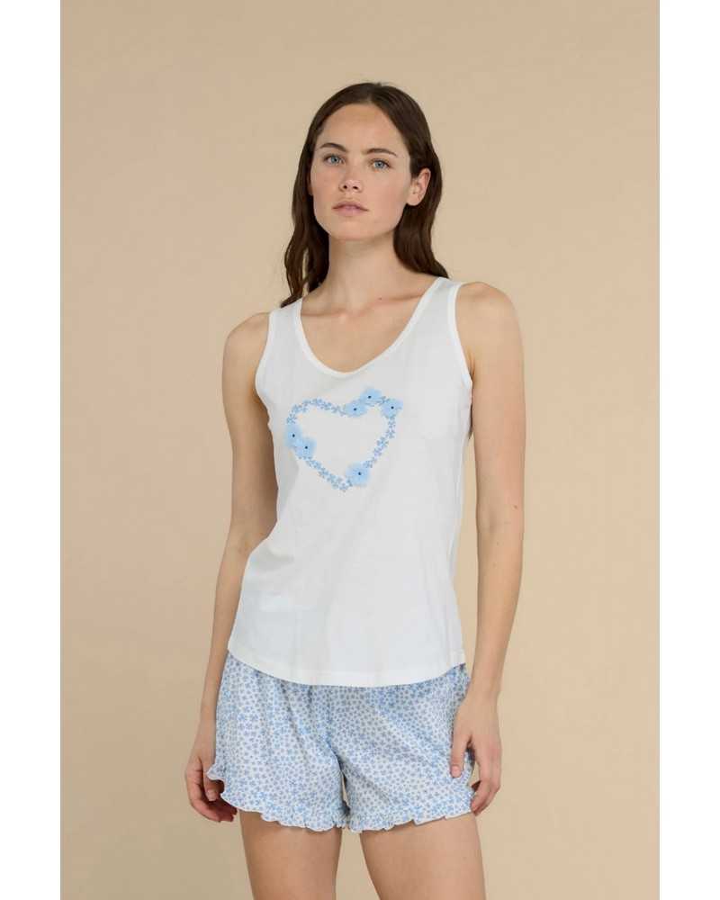 Pigiama donna in cotone con top spalla larga NoidìNotte Pigiama donna in cotone con top spalla larga NoidìNotte